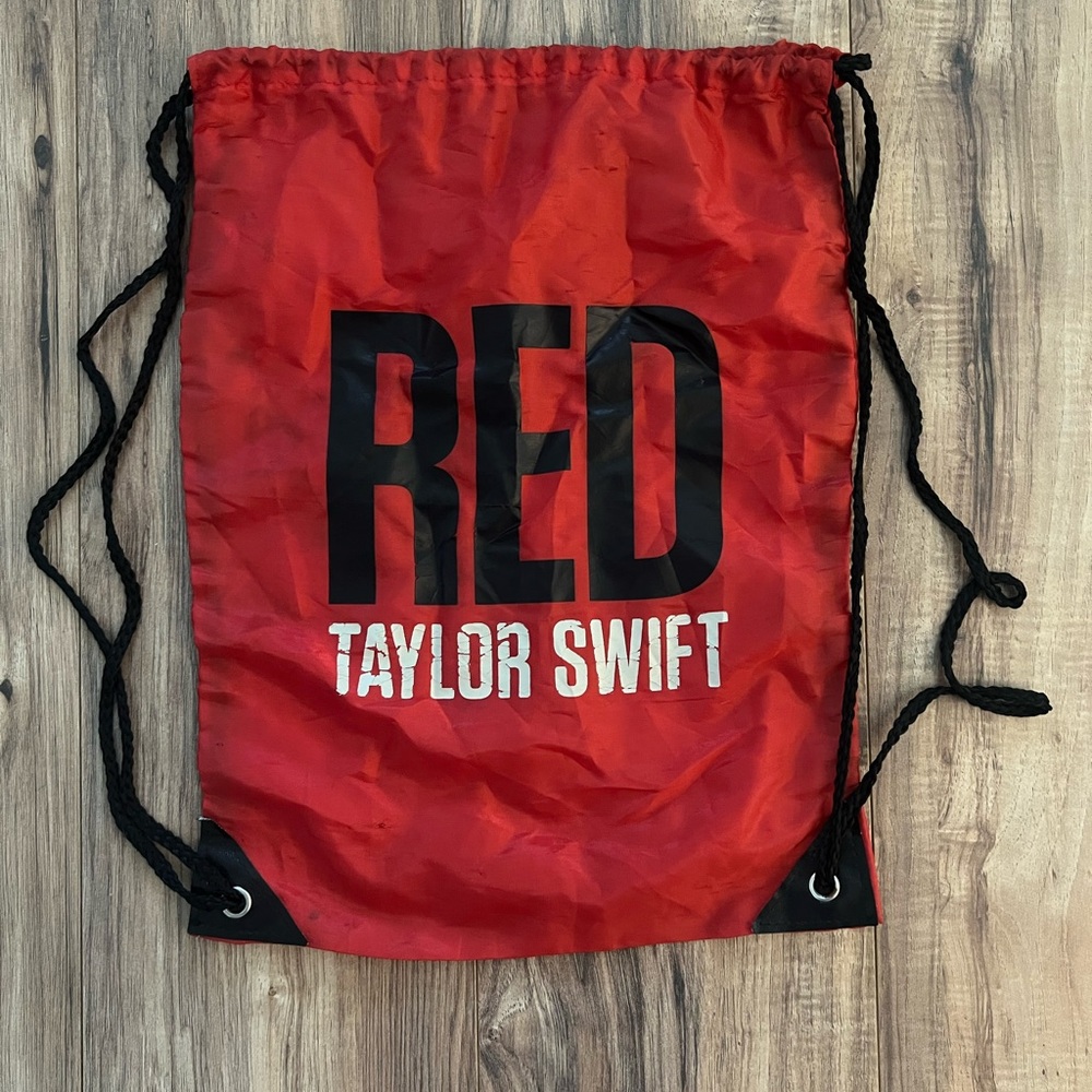 Red Taylor Swift Drawstring Bag